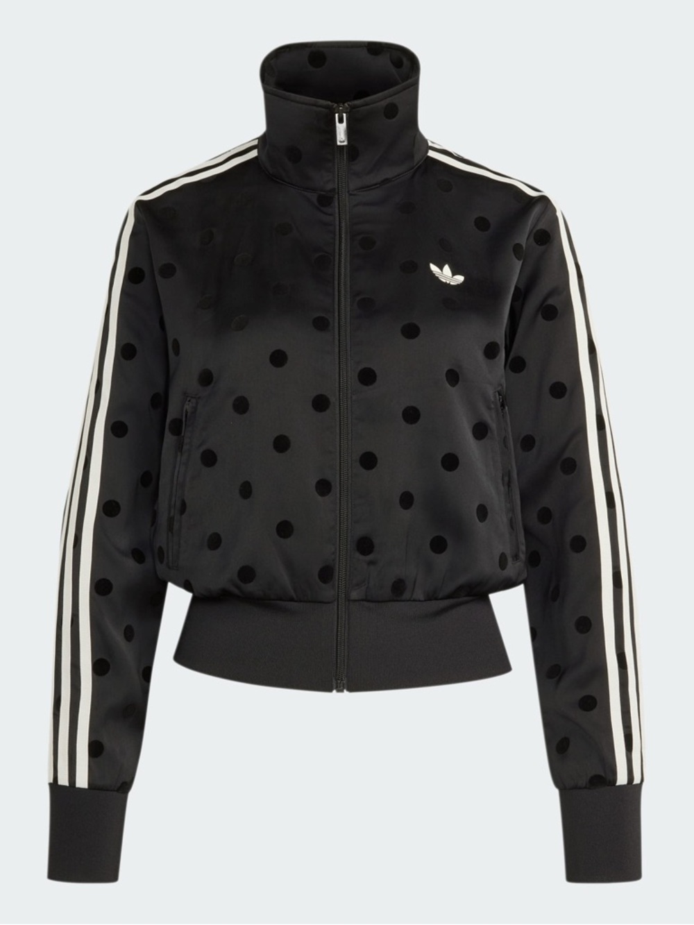 Adidas Black Polka Dot Bomber Jacket with White Stripes, Rare